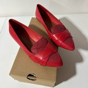 Women’s UGG Alexa Red Leather Slip On Pointed Toe Loafer Flats